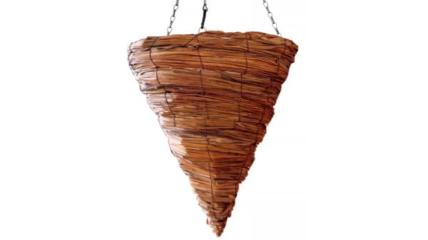 Cone Wood Woven Hanging Basket, Natural, 12in Sunburst