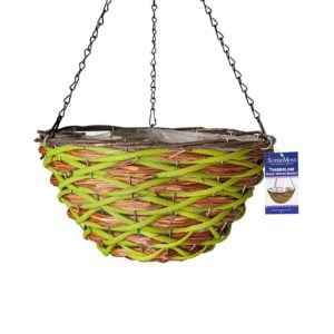Round Wood Woven Hanging Basket Natural Timberline