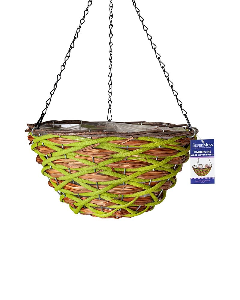 Round Wood Woven Hanging Basket Natural Timberline