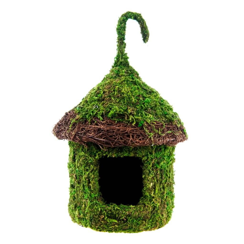 Bungalow Deco Birdhouse with Wicker Rim #3