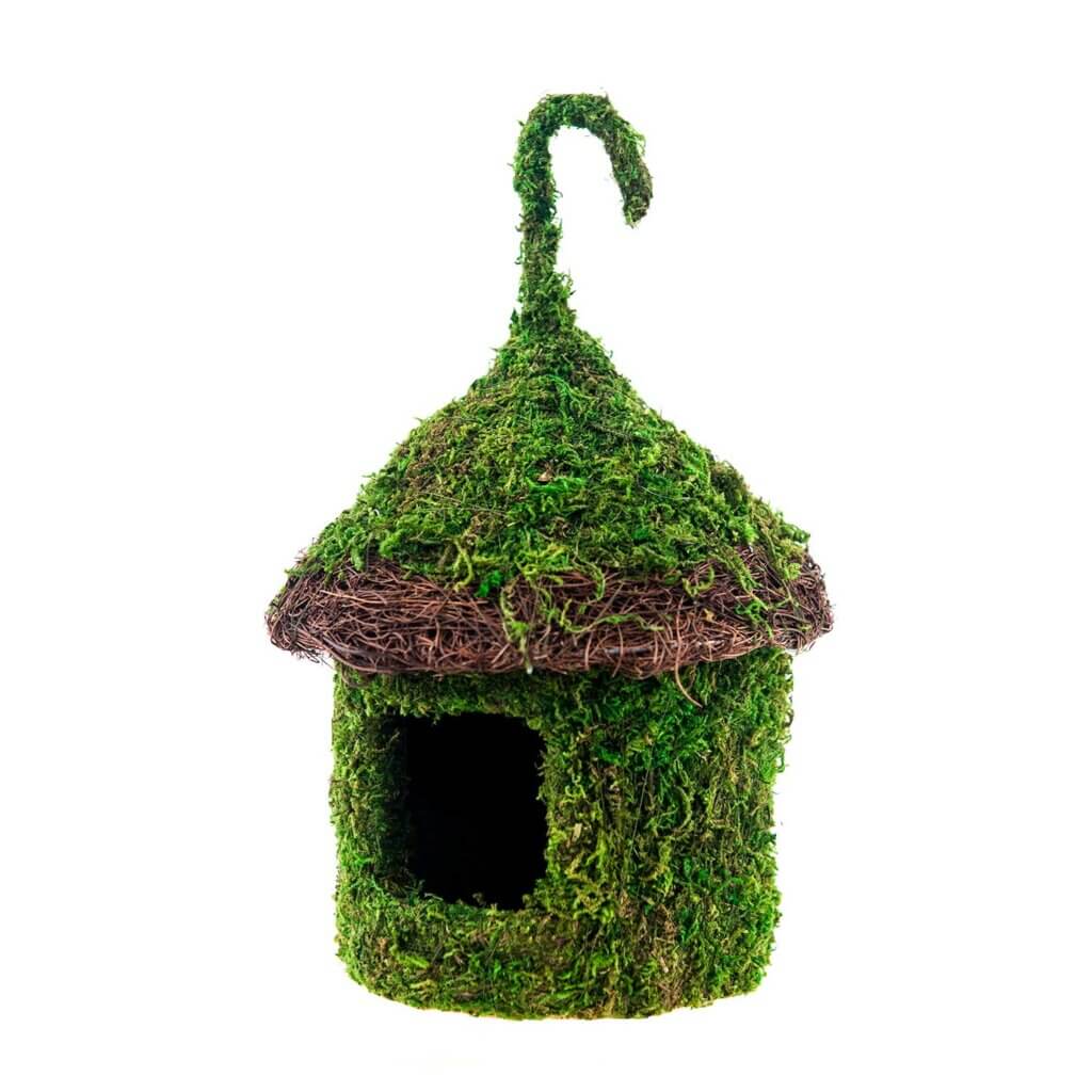 Bungalow Deco Birdhouse with Wicker Rim #2