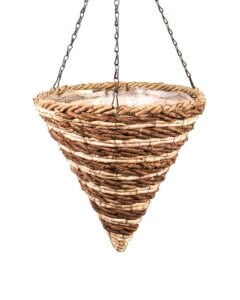 Cone Wood Woven Hanging Basket, Natural, 12in Chestnut