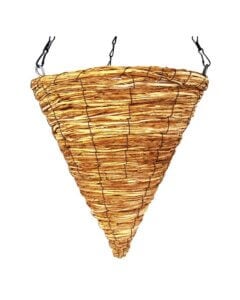 Cone Wood Woven Hanging Basket, Natural, 12in Sunburst