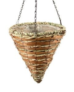 Cone Wood Woven Hanging Basket, Natural, 12in, Wintergreen