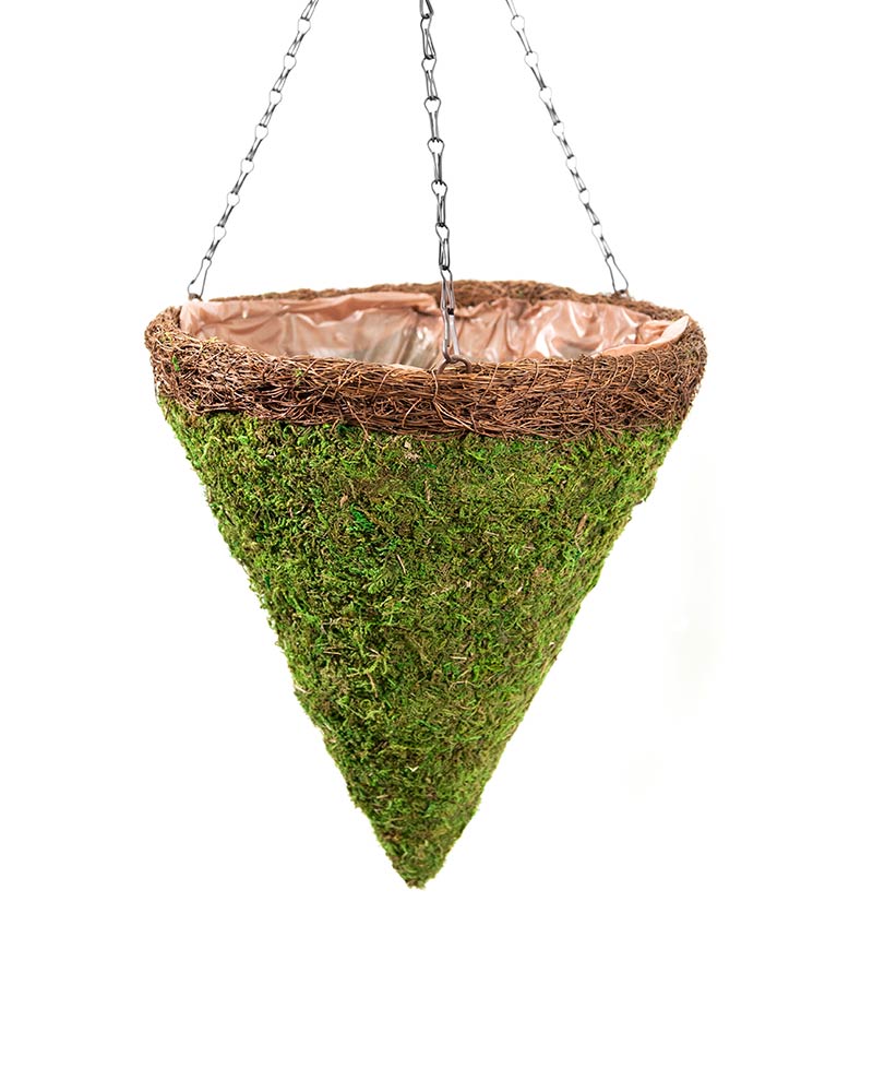 SuperMoss MossWeave Cone Hanging Basket, Wicker Rim