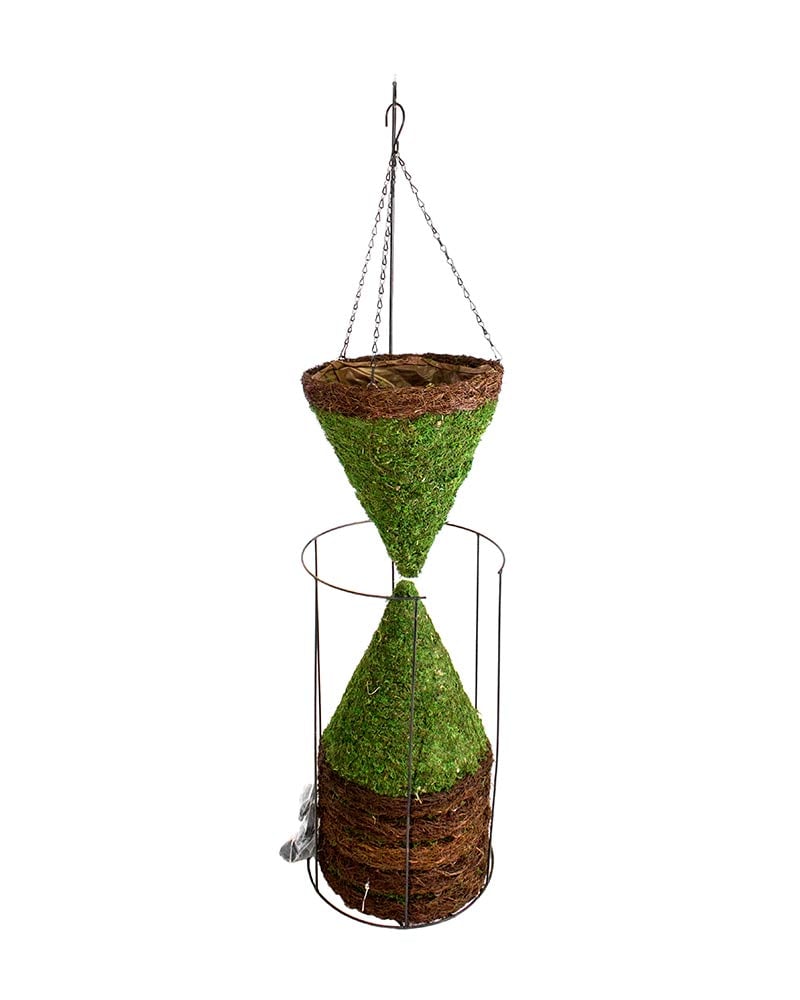 SuperMoss MossWeave Cone Hanging Basket, Wicker Rim