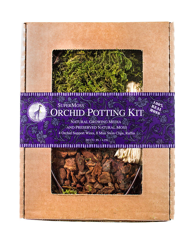 Orchid Potting Kit, Mountain Moss Preserved (Color: Fresh Green, Size: 120 Cu. in. Display Box)