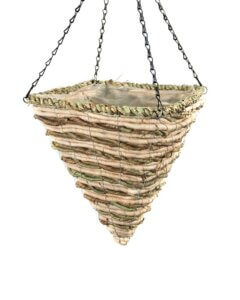 Pyramid Wood Woven Hanging Basket, Natural, 14in, June
