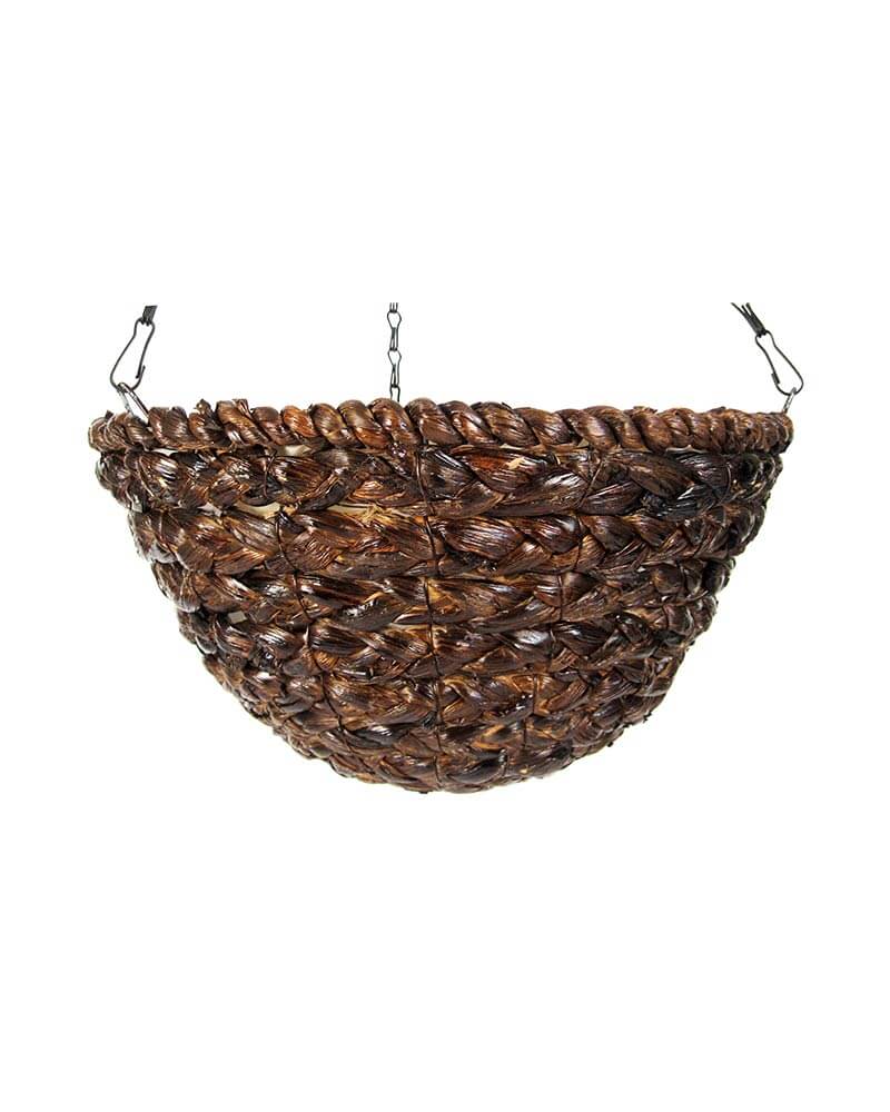 SuperMoss Round Wood Woven Hanging Basket, Natural, 14in Baker