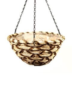 Round Wood Woven Hanging Basket, Snowbird