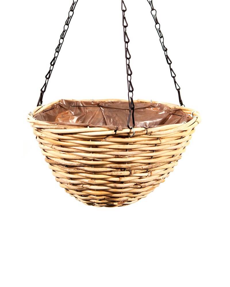SuperMoss Round Wood Woven Hanging Basket, Sugarloaf