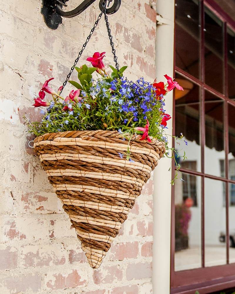 SuperMoss Cone Wood Woven Hanging Basket, Natural, 12in Chestnut