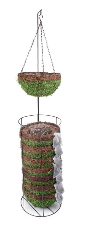 MossWeave Round Hanging Basket, Wicker Rim