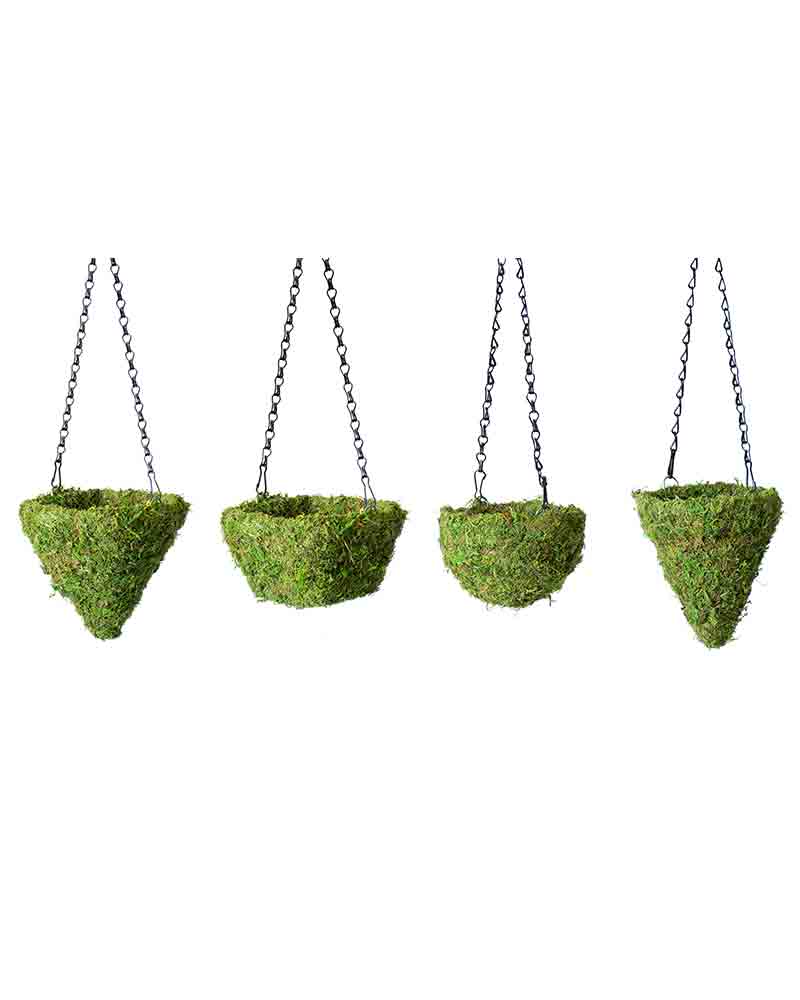 SuperMoss MossWeave Mini Hanging Basket Set of 4, Fresh Green
