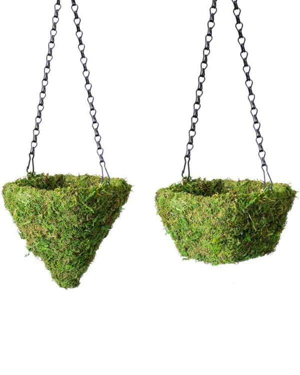MossWeave Mini Hanging Baskets Set Fresh Green