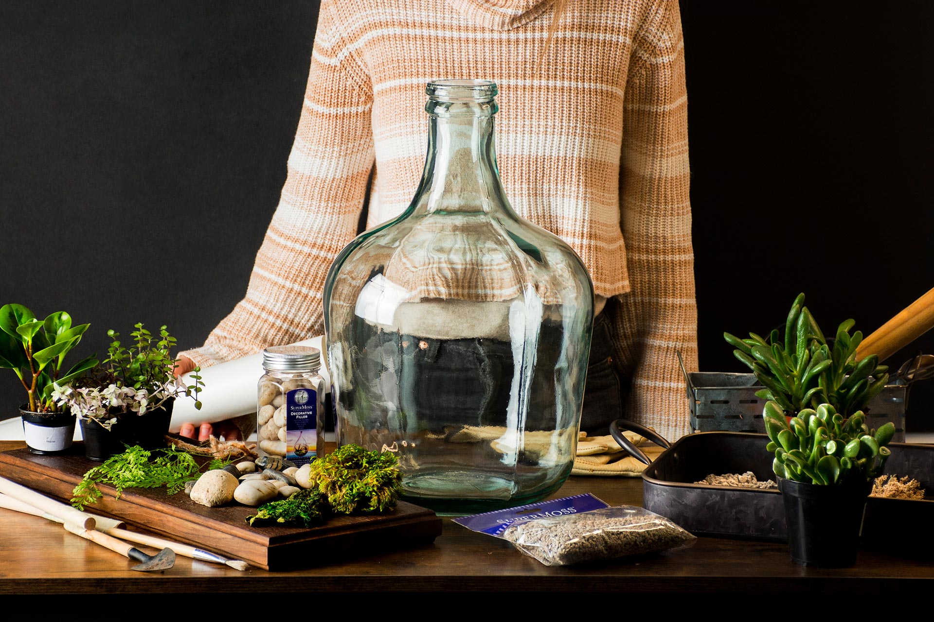 materials needed for a bottle garden 