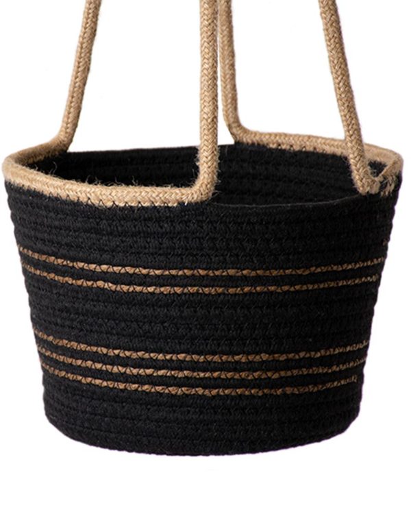 cotton hanging plant baskets-coal