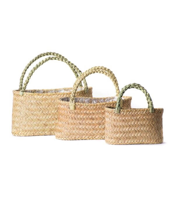 Beaumont PalmWeave Basket Purse Set Natural