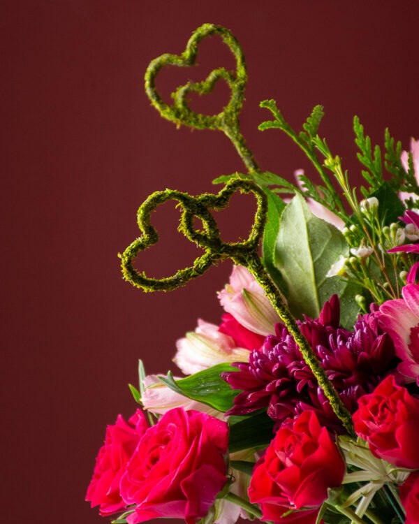 Heart Moss Picks Bouquet Arrangement