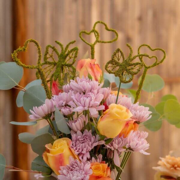 Hearts & Butterflies Moss Picks, Set of 5