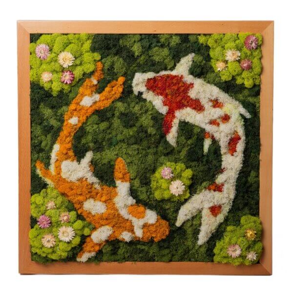 Two Koi SuperMoss Frame (24in x 24in)